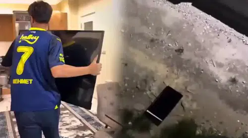 Derbi mağlubiyeti öfke patlamasına dönüştü: Televizyonu balkondan aşağı fırlattı